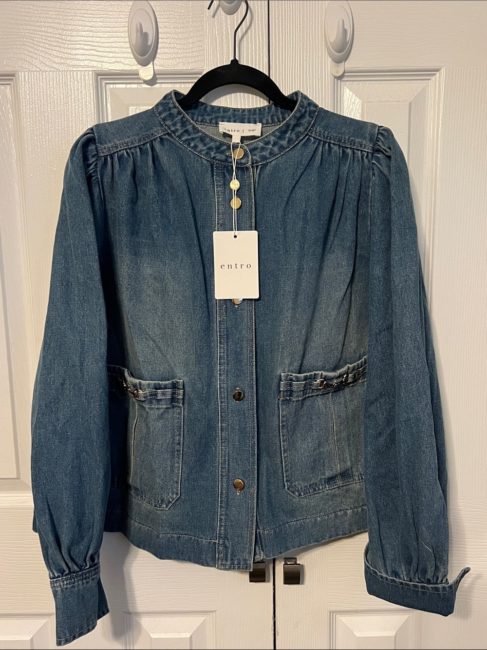 NWT entro Women's Denim Horsebit Swing Jacket Size Large